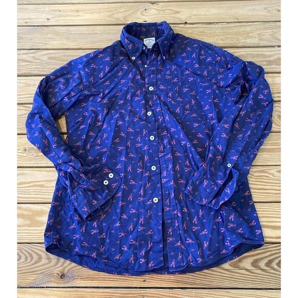 Brooks Brothers Lobster Print Regent Fit Button Up Shirt Size Small Men’s Blue - Picture 1 of 7